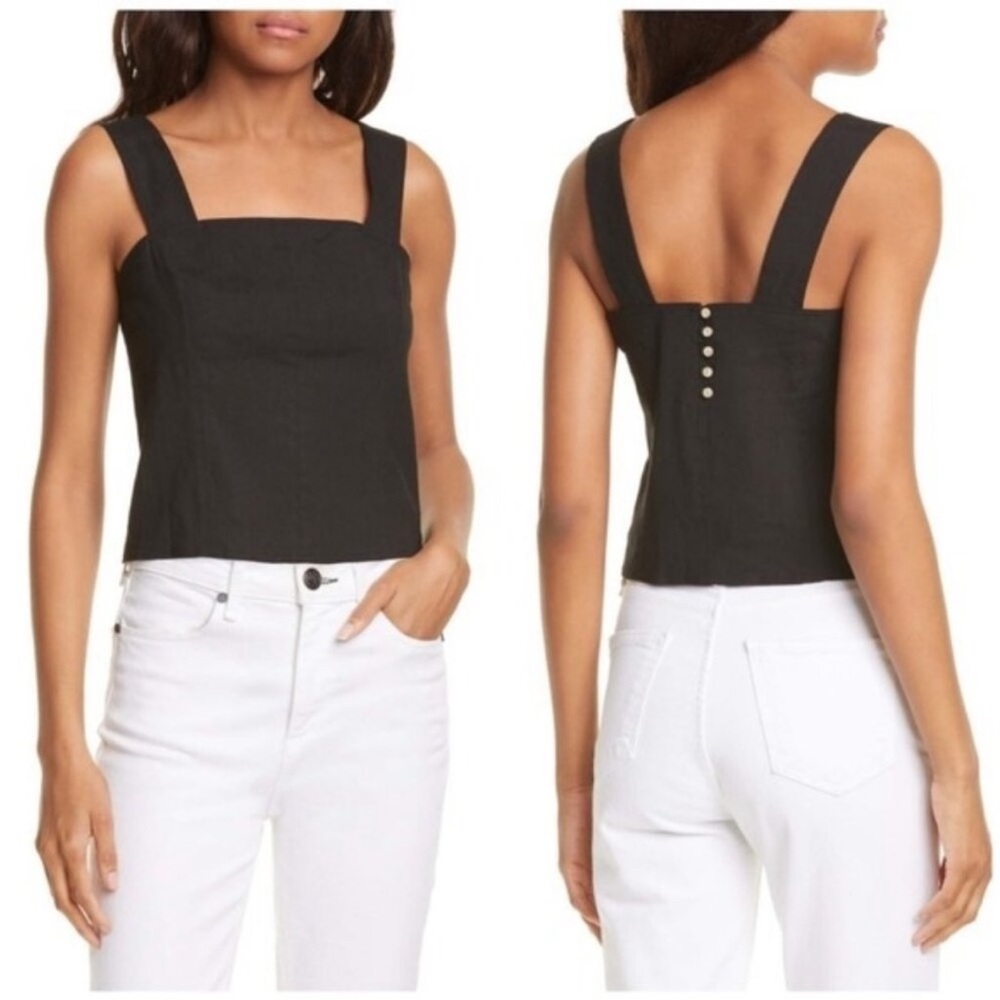 NWT Vince Cropped Wide Strap Linen Blend Tank Top